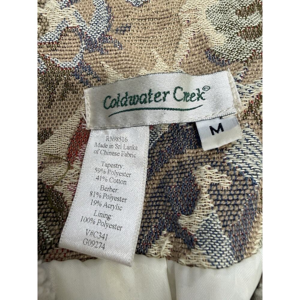 Coldwater Creek Tapestry Floral Jacket Sherpa Trim Cottagecore M - Picture 12 of 12